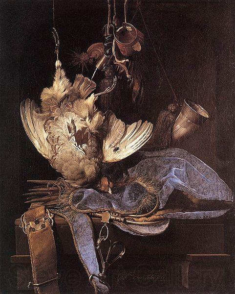 Aelst, Willem van Still Life with Hunting Equipment and Dead Birds Norge oil painting art